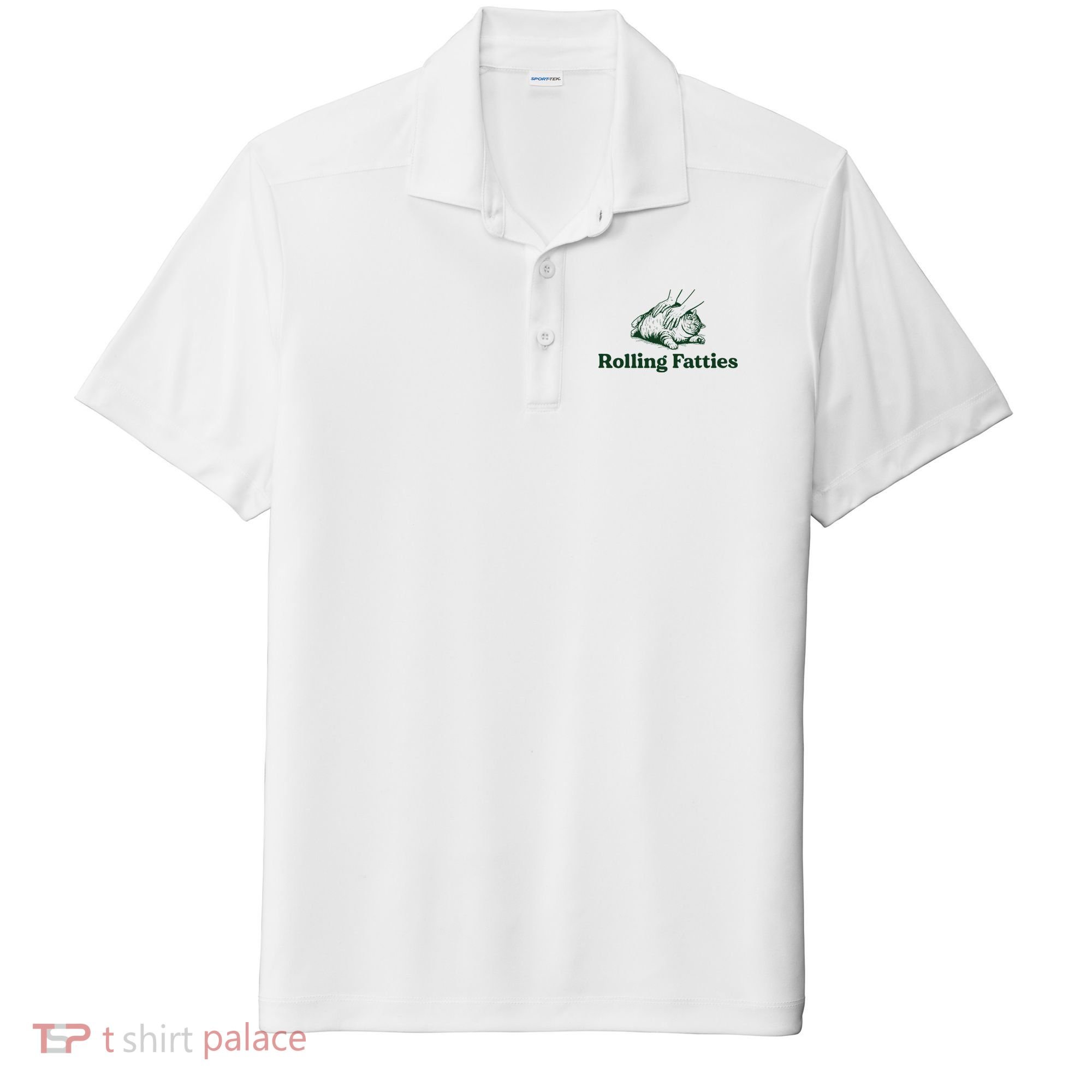 Rolling Fatties Cat Funny Cute Cat Lover Kitten Owner Kitty Sport-Tek Posi-UV Pro Polo
