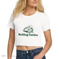 Rolling Fatties Cat Funny Cute Cat Lover Kitten Owner Kitty Women's Crop Top Tee thumb 2