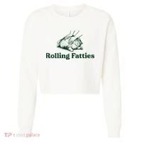 Rolling Fatties Cat Funny Cute Cat Lover Kitten Owner Kitty Cropped Pullover Crew thumb 0
