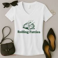 Rolling Fatties Cat Funny Cute Cat Lover Kitten Owner Kitty Women's V-Neck T-Shirt thumb 2
