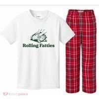 Rolling Fatties Cat Funny Cute Cat Lover Kitten Owner Kitty Kids Plaid Pajama Set thumb 0