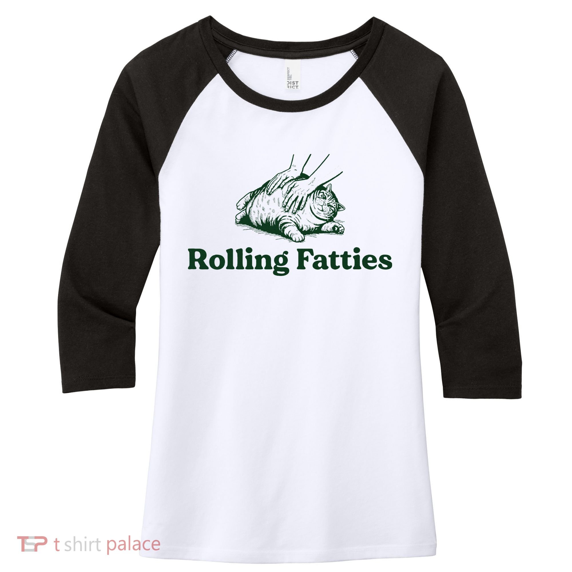 Rolling Fatties Cat Funny Cute Cat Lover Kitten Owner Kitty Women's Tri-Blend 3/4-Sleeve Raglan Shirt