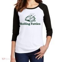 Rolling Fatties Cat Funny Cute Cat Lover Kitten Owner Kitty Women's Tri-Blend 3/4-Sleeve Raglan Shirt thumb 2