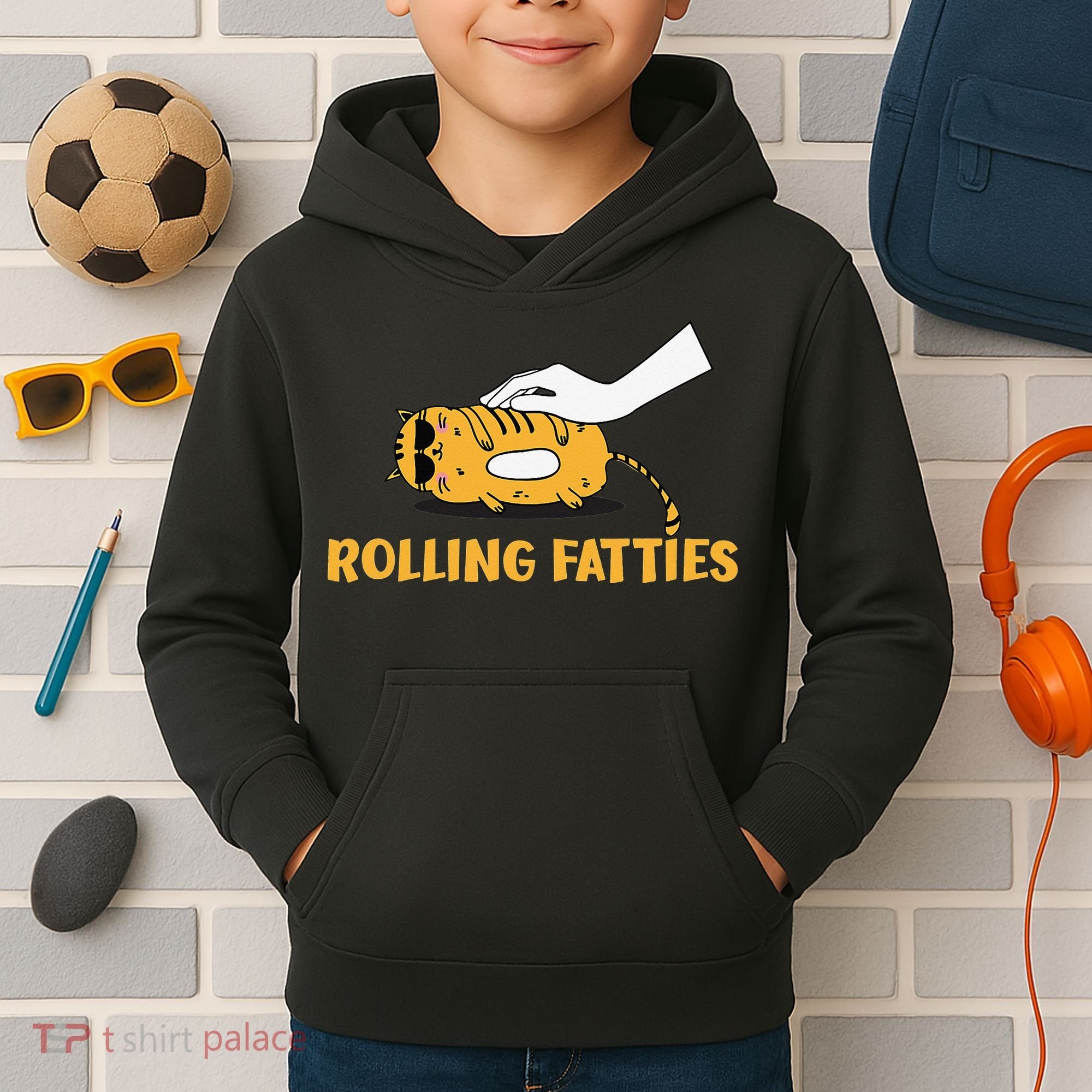 Rolling Fatties Cat Kitty Animal Pet Lovers Kids Hoodie