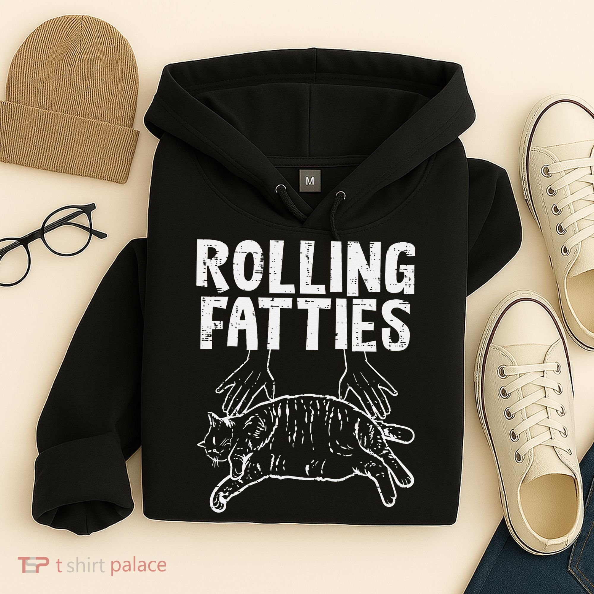Rolling Fatties Cat Funny Fat Kitten Hoodie