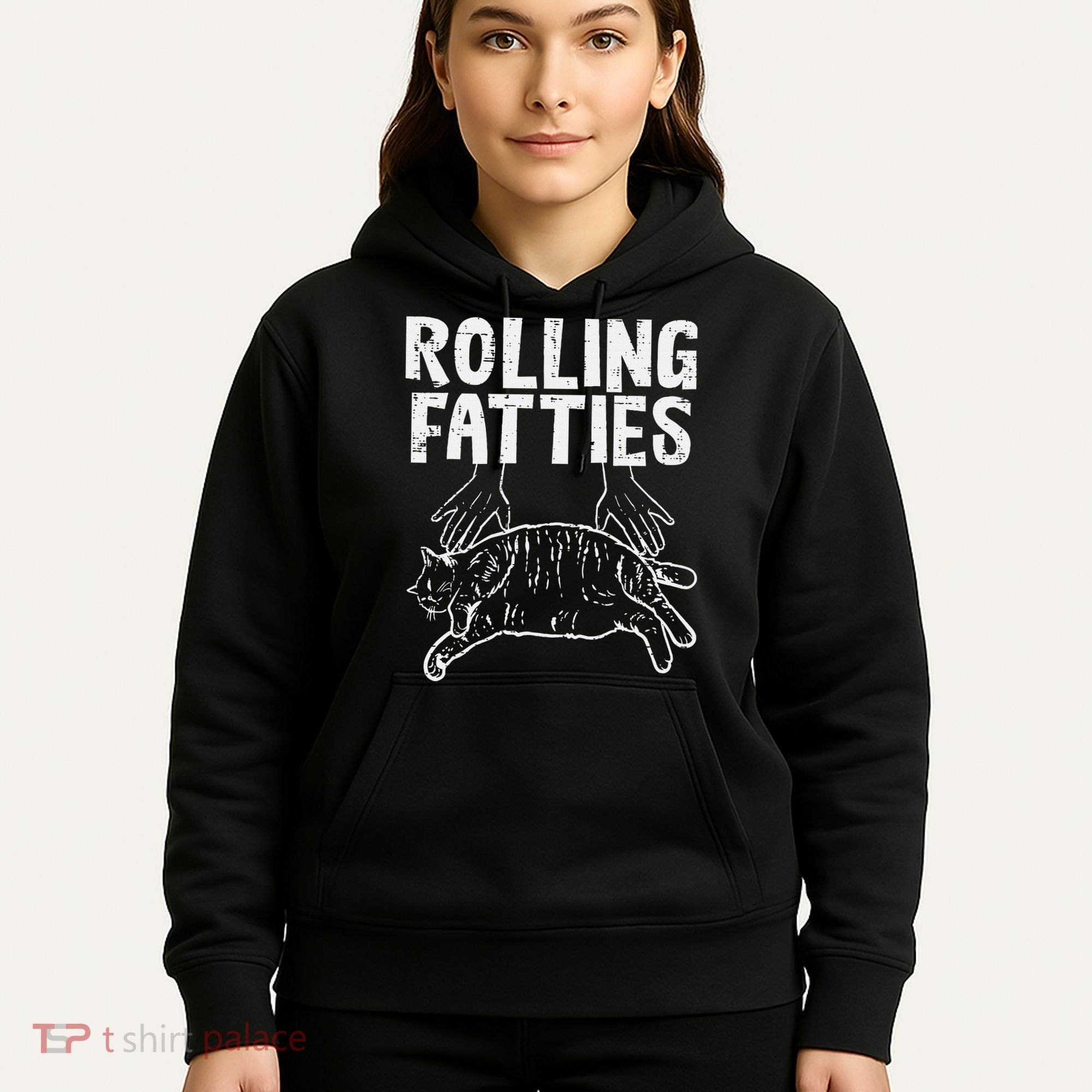 Rolling Fatties Cat Funny Fat Kitten Hoodie