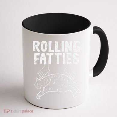 Rolling Fatties Cat Funny Fat Kitten Coffee Mug back