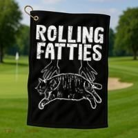 Rolling Fatties Cat Funny Fat Kitten Golf Towel thumb 1