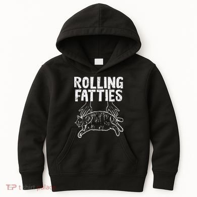 Rolling Fatties Cat Funny Fat Kitten Kids Hoodie