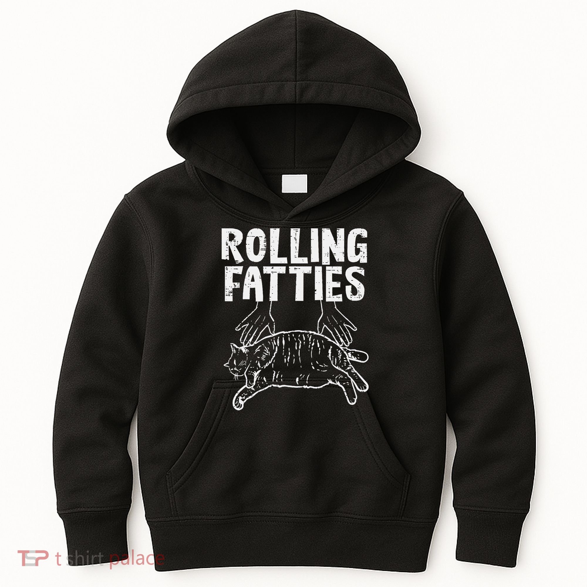 Rolling Fatties Cat Funny Fat Kitten Kids Hoodie