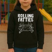 Rolling Fatties Cat Funny Fat Kitten Kids Hoodie thumb 3