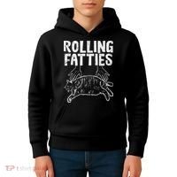 Rolling Fatties Cat Funny Fat Kitten Kids Hoodie thumb 4
