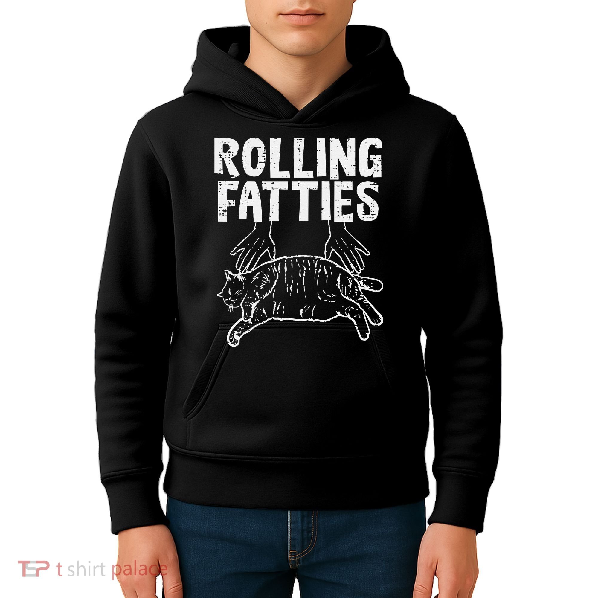Rolling Fatties Cat Funny Fat Kitten Kids Hoodie