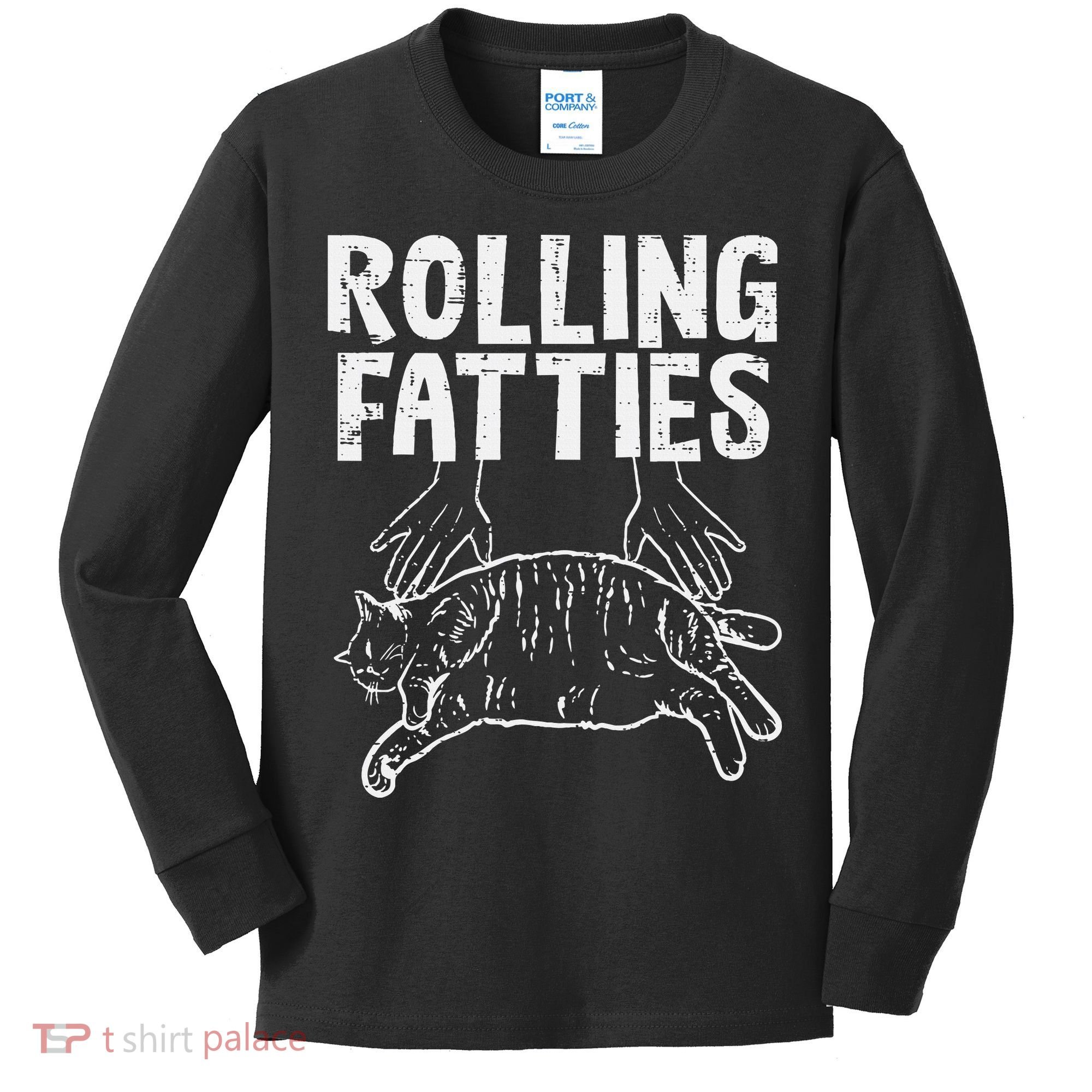 Rolling Fatties Cat Funny Fat Kitten Kids Long Sleeve Shirt