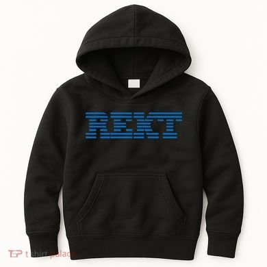 Rekt Funny Crypto Down Bad Parody Kids Hoodie