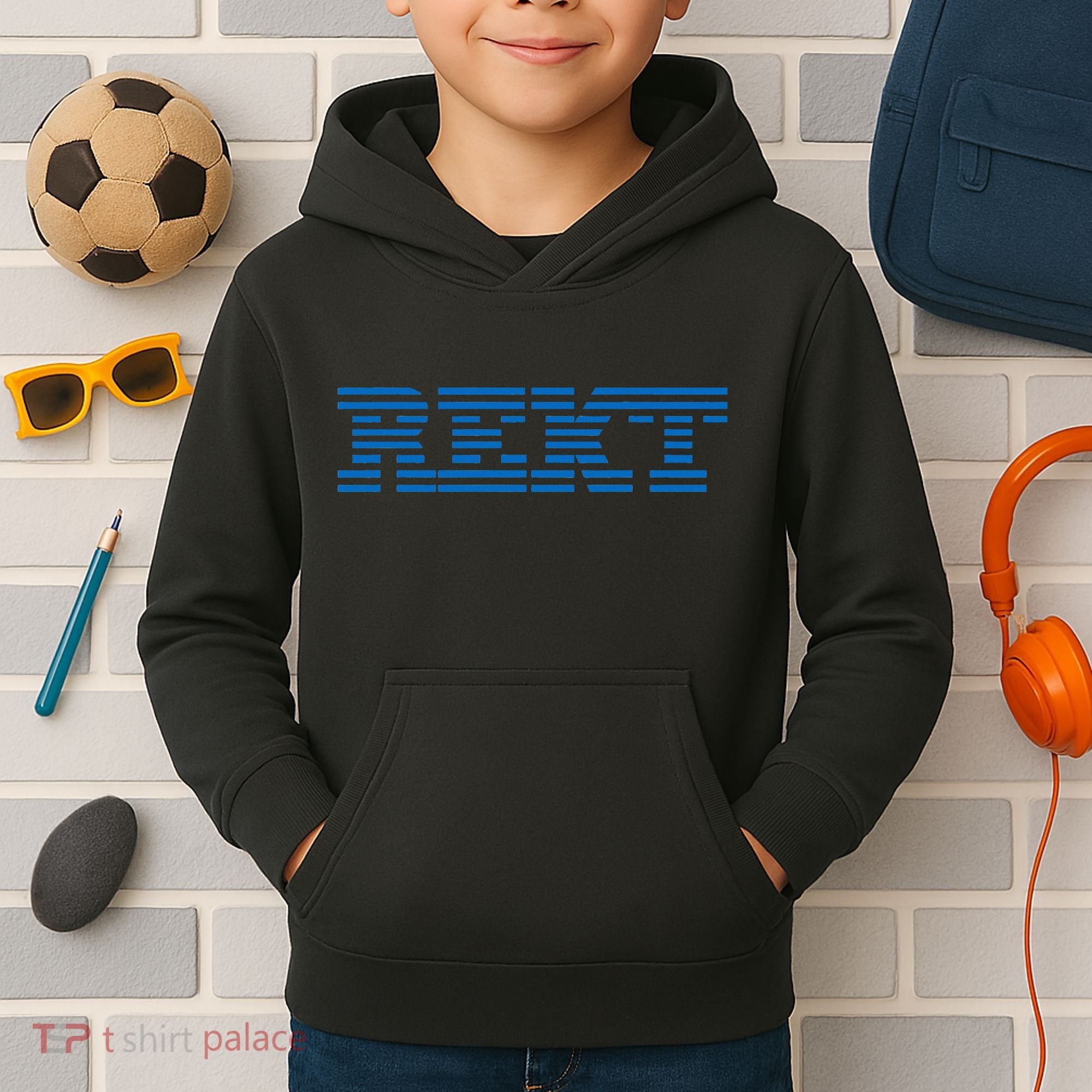 Rekt Funny Crypto Down Bad Parody Kids Hoodie