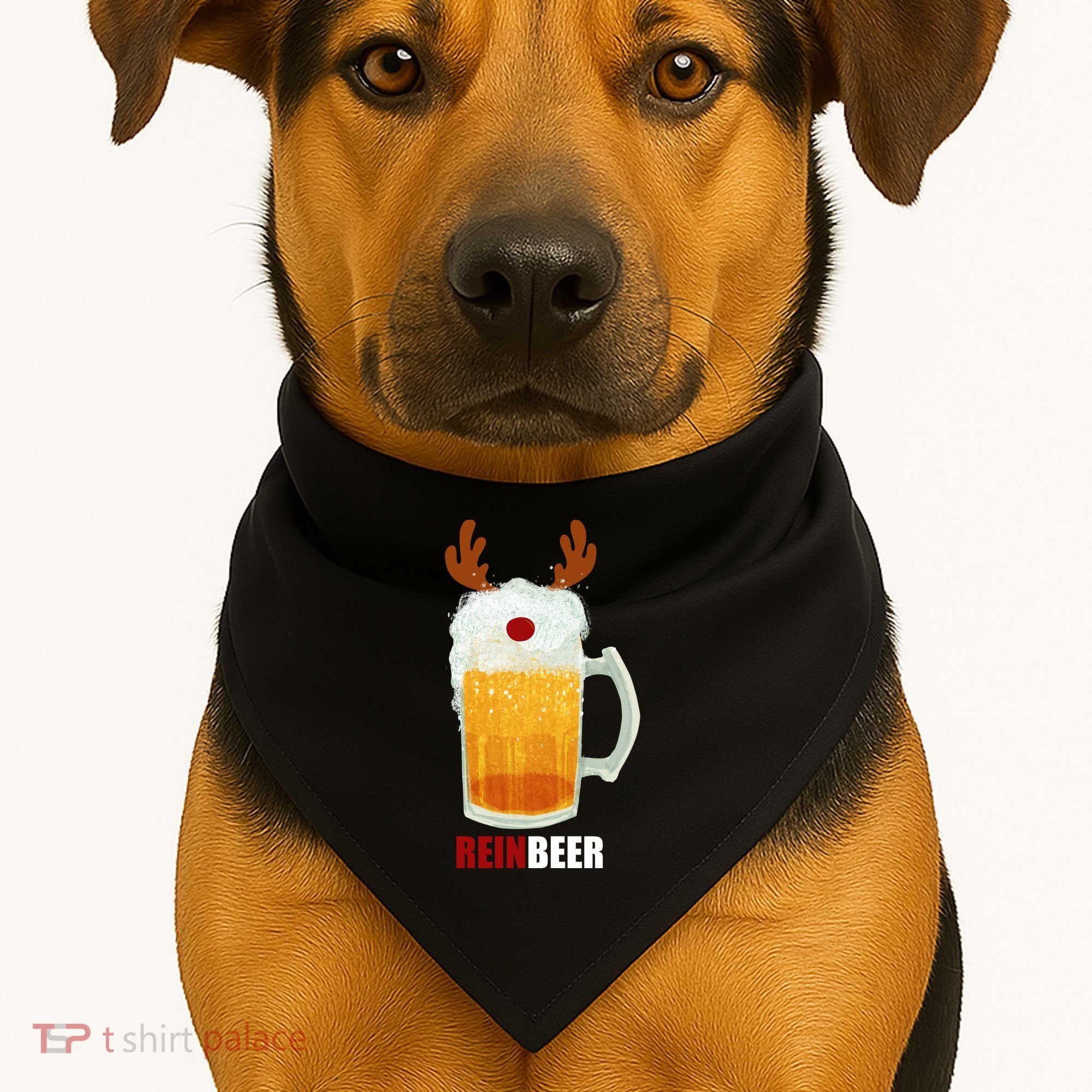 Reinbeer Funny Christmas Holiday Beer Lover USA-Made Doggie Bandana