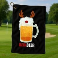 Reinbeer Funny Christmas Holiday Beer Lover Golf Towel thumb 1