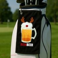 Reinbeer Funny Christmas Holiday Beer Lover Golf Towel thumb 2