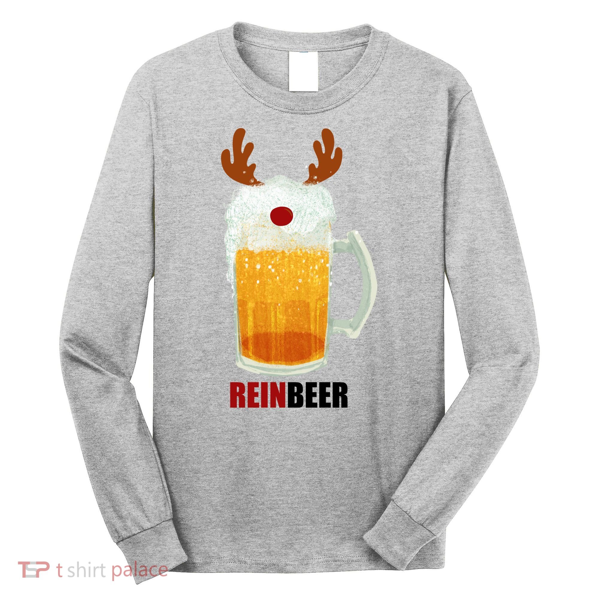 Reinbeer Funny Christmas Holiday Beer Lover Long Sleeve Shirt