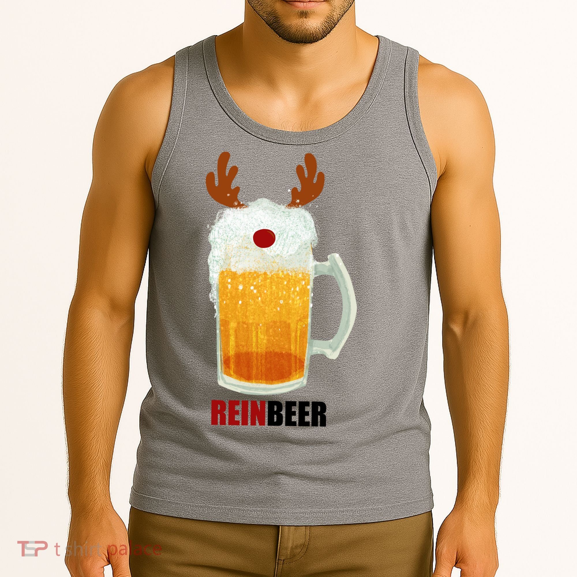 Reinbeer Funny Christmas Holiday Beer Lover Tank Top