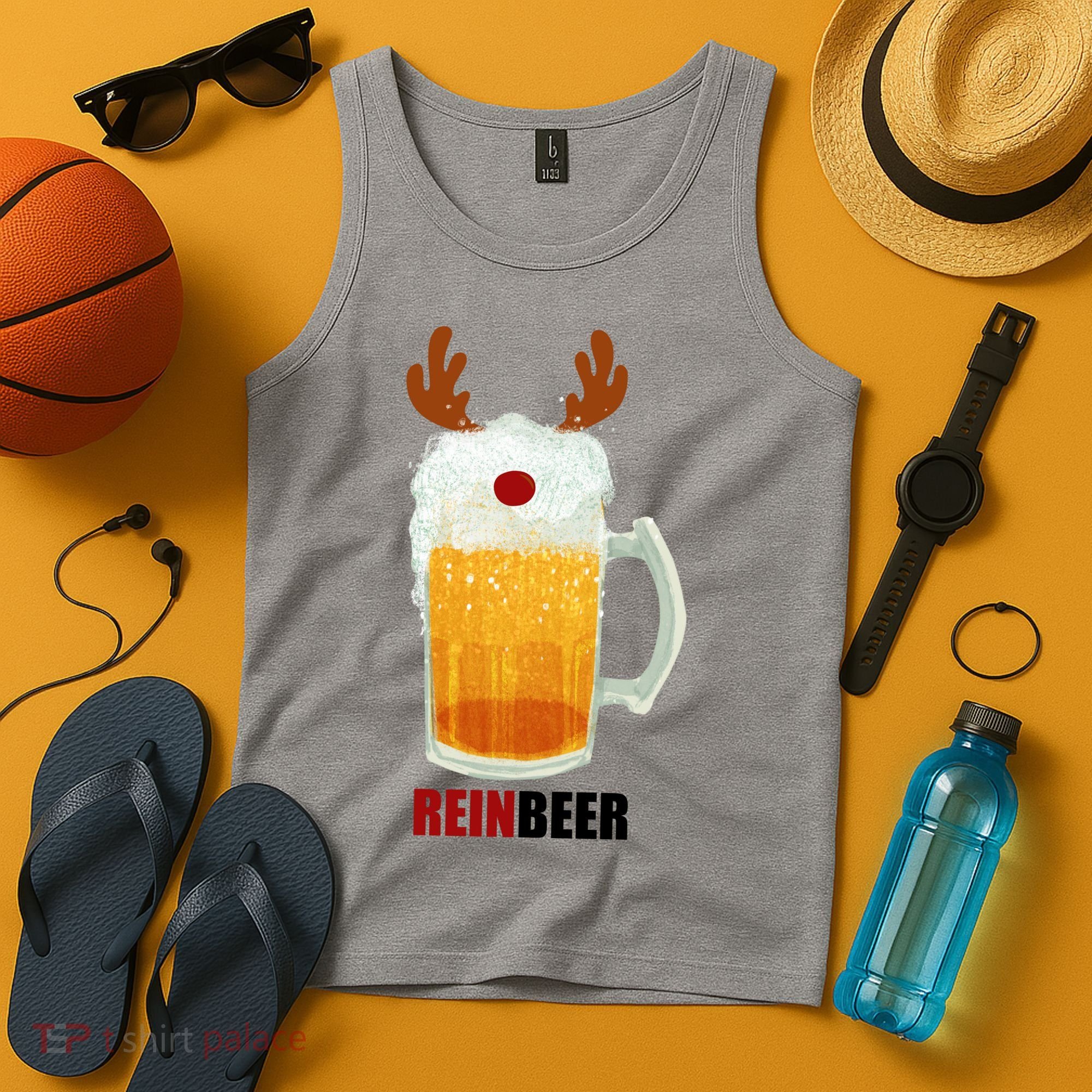 Reinbeer Funny Christmas Holiday Beer Lover Tank Top