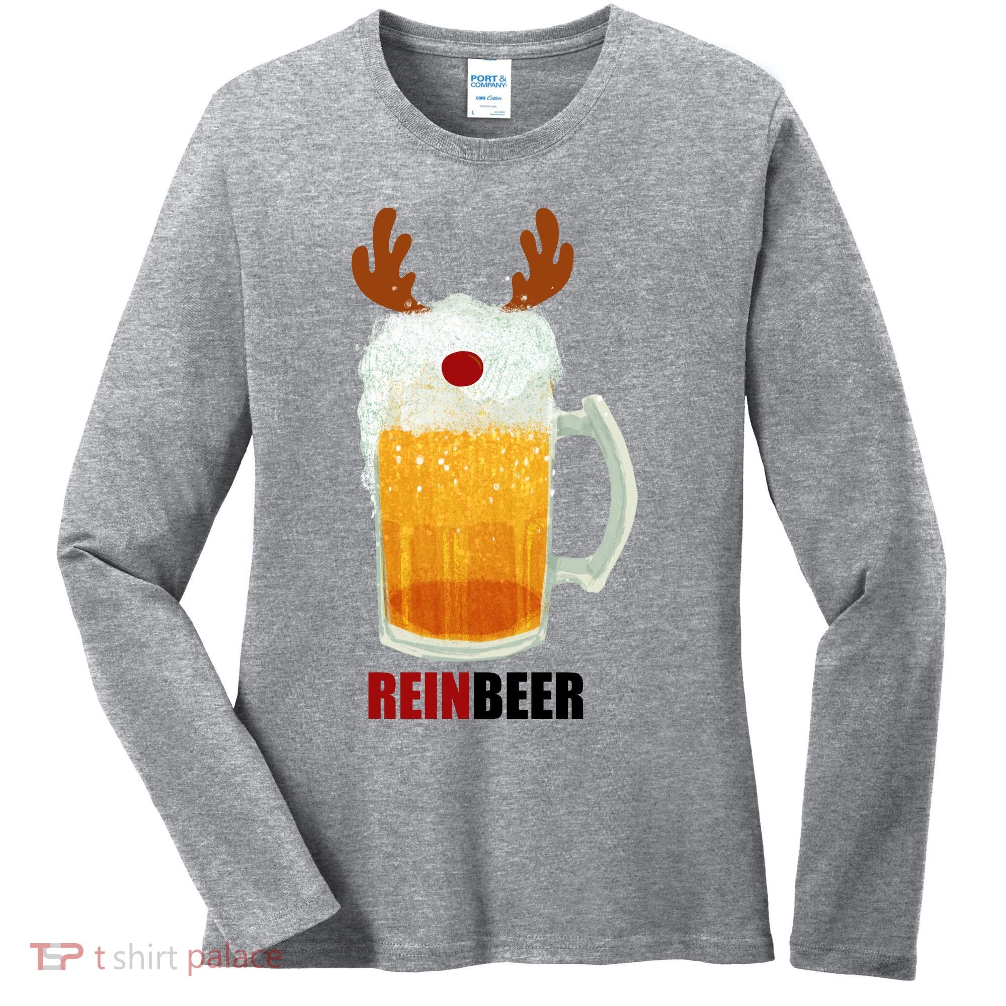 Reinbeer Funny Christmas Holiday Beer Lover Women's Long Sleeve Shirt