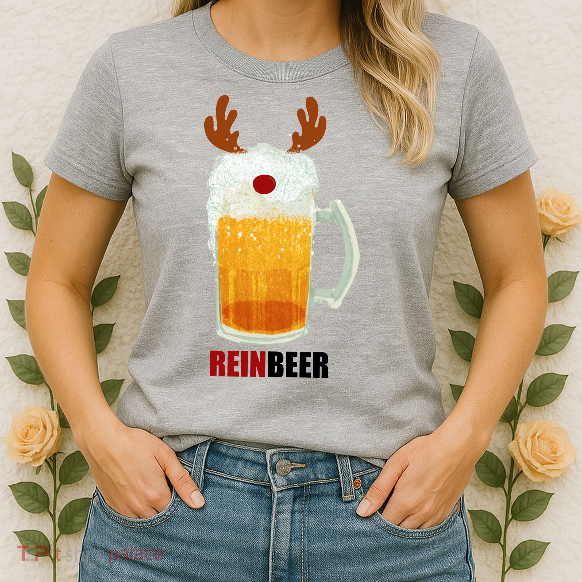 Reinbeer Funny Christmas Holiday Beer Lover Women's T-Shirt