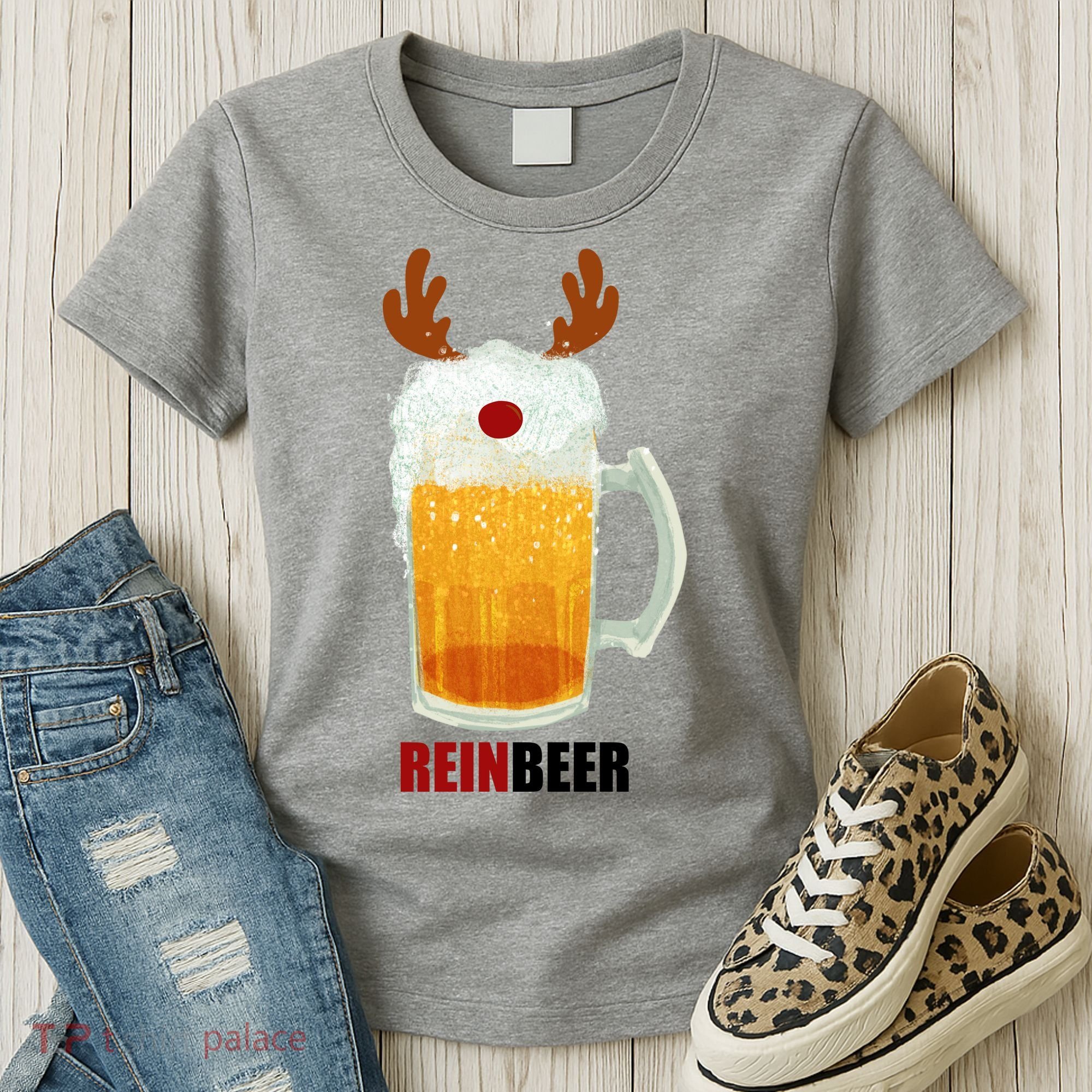 Reinbeer Funny Christmas Holiday Beer Lover Women's T-Shirt