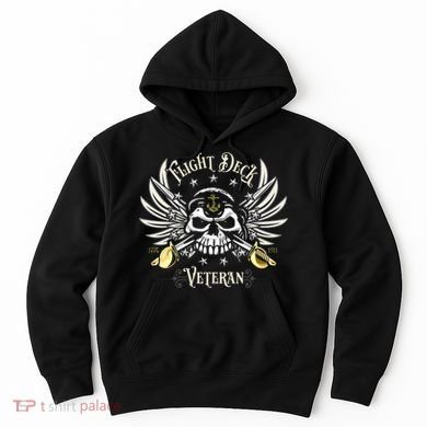 Retro Flight Deck Veteran Skull Naval Aviation Hoodie