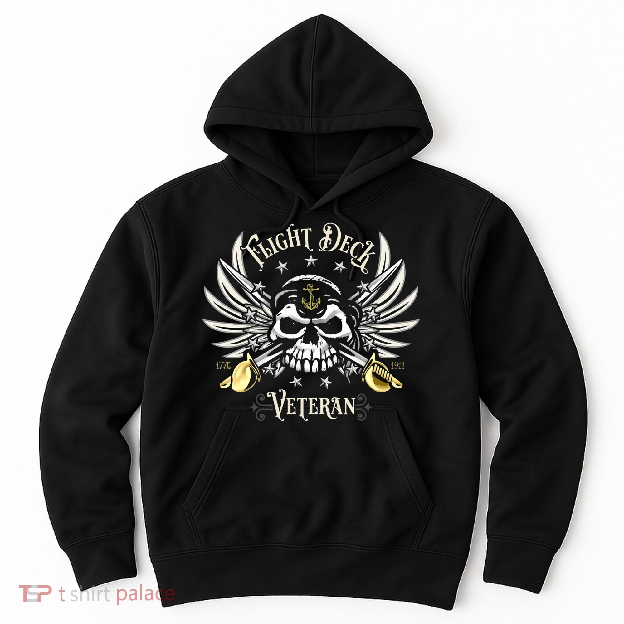 Retro Flight Deck Veteran Skull Naval Aviation Hoodie