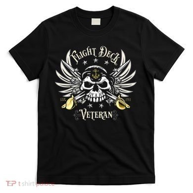 Retro Flight Deck Veteran Skull Naval Aviation T-Shirt