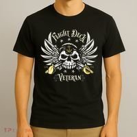 Retro Flight Deck Veteran Skull Naval Aviation T-Shirt thumb 3