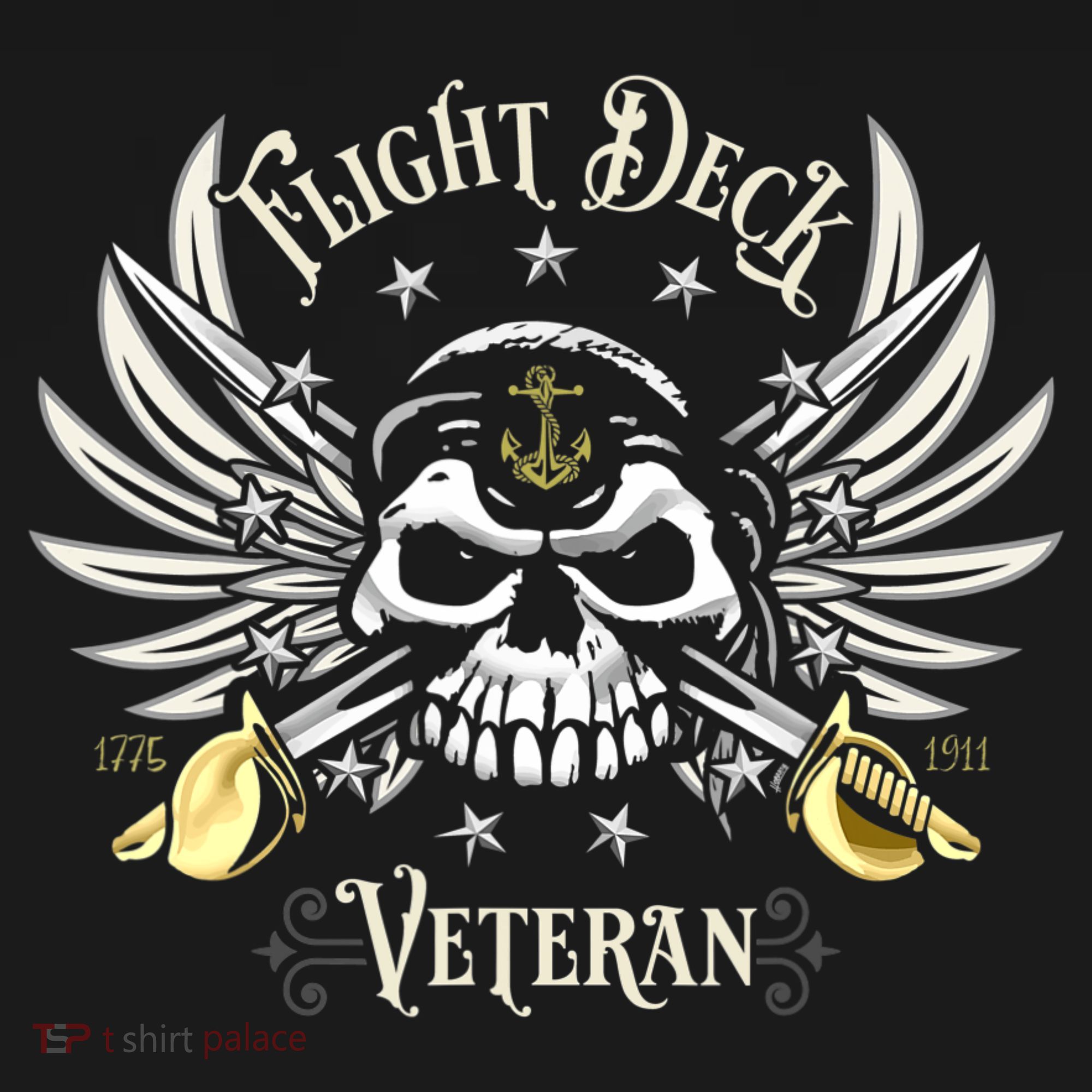 Retro Flight Deck Veteran Skull Naval Aviation Polo