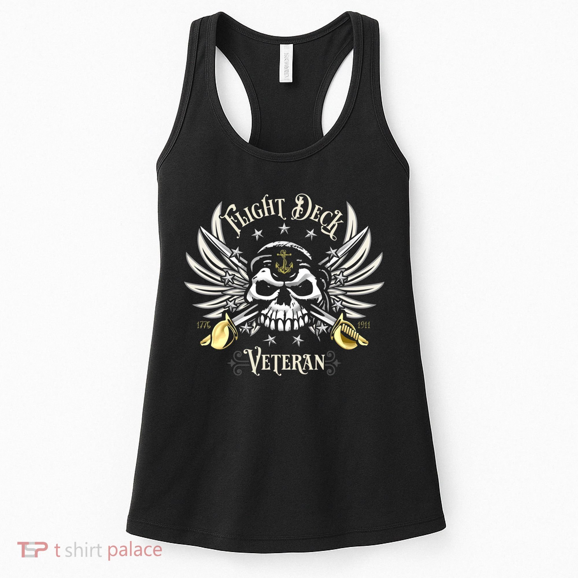 Retro Flight Deck Veteran Skull Naval Aviation Women's Tank Top