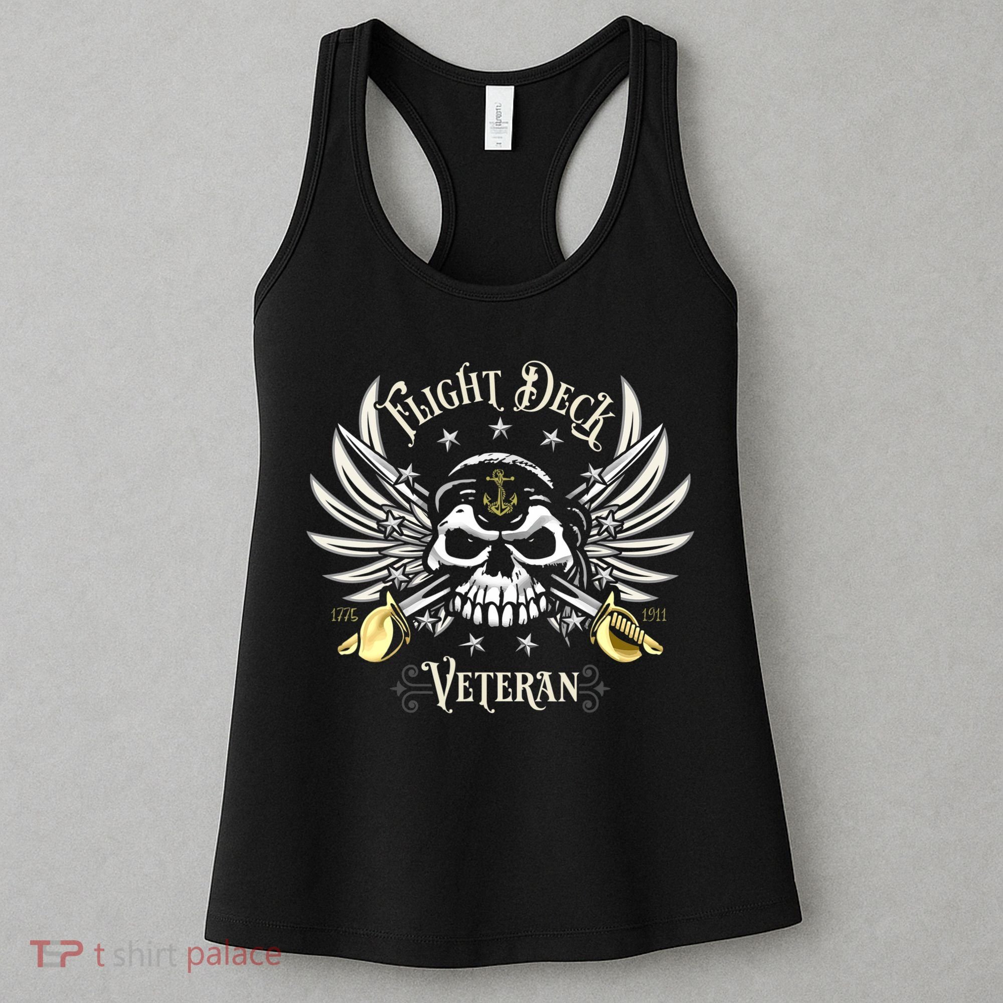 Retro Flight Deck Veteran Skull Naval Aviation Women's Tank Top