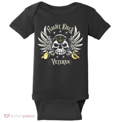 Retro Flight Deck Veteran Skull Naval Aviation Baby Bodysuit