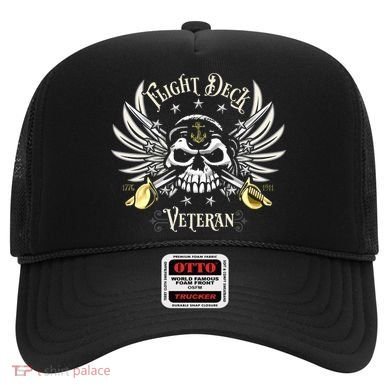 Retro Flight Deck Veteran Skull Naval Aviation Hat