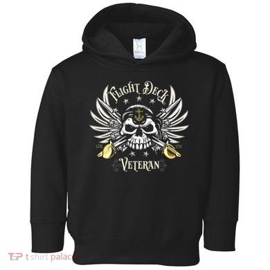 Retro Flight Deck Veteran Skull Naval Aviation Toddler Hoodie