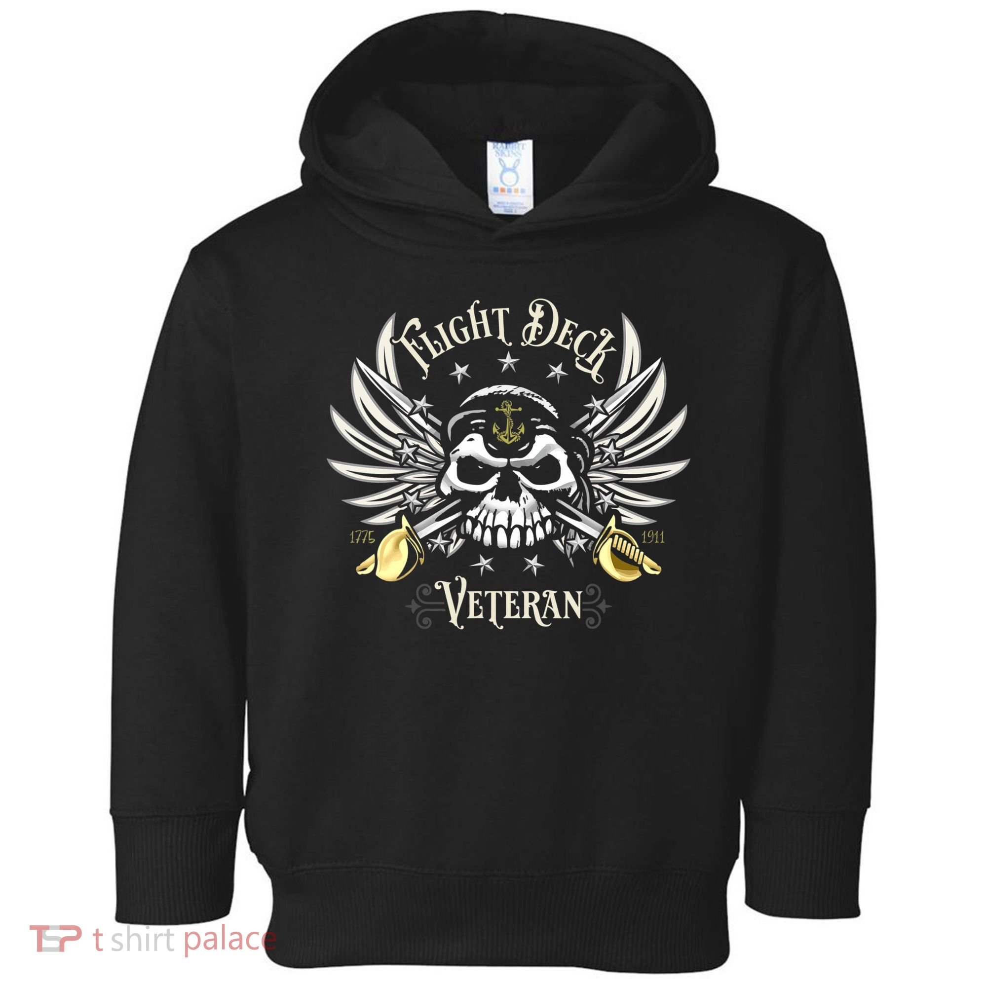 Retro Flight Deck Veteran Skull Naval Aviation Toddler Hoodie