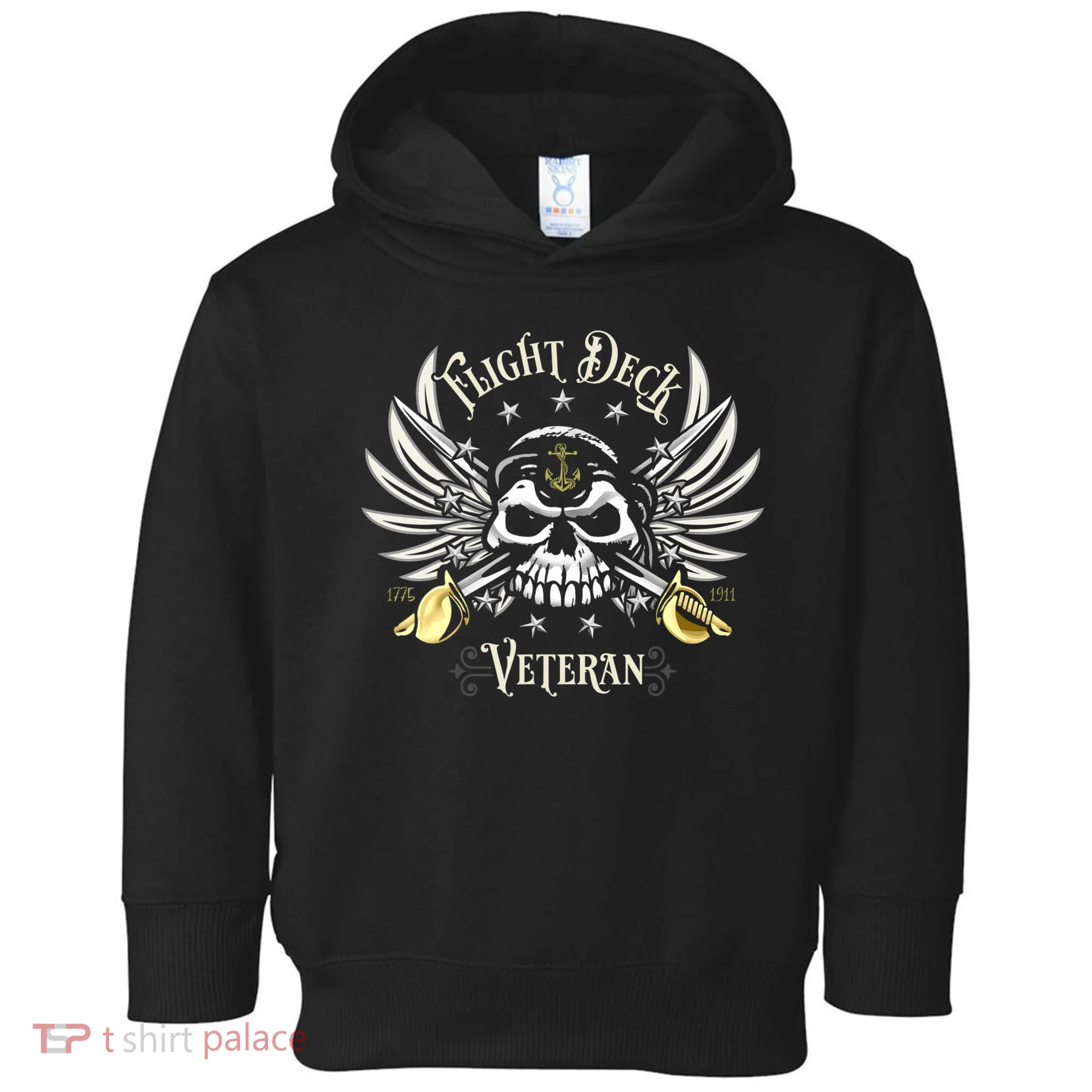 Retro Flight Deck Veteran Skull Naval Aviation Toddler Hoodie
