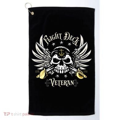 Retro Flight Deck Veteran Skull Naval Aviation Golf Towel