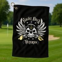 Retro Flight Deck Veteran Skull Naval Aviation Golf Towel thumb 1