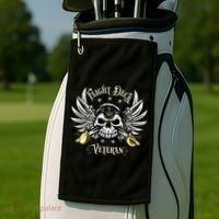 Retro Flight Deck Veteran Skull Naval Aviation Golf Towel thumb 2