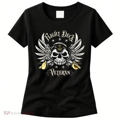 Retro Flight Deck Veteran Skull Naval Aviation Women's T-Shirt