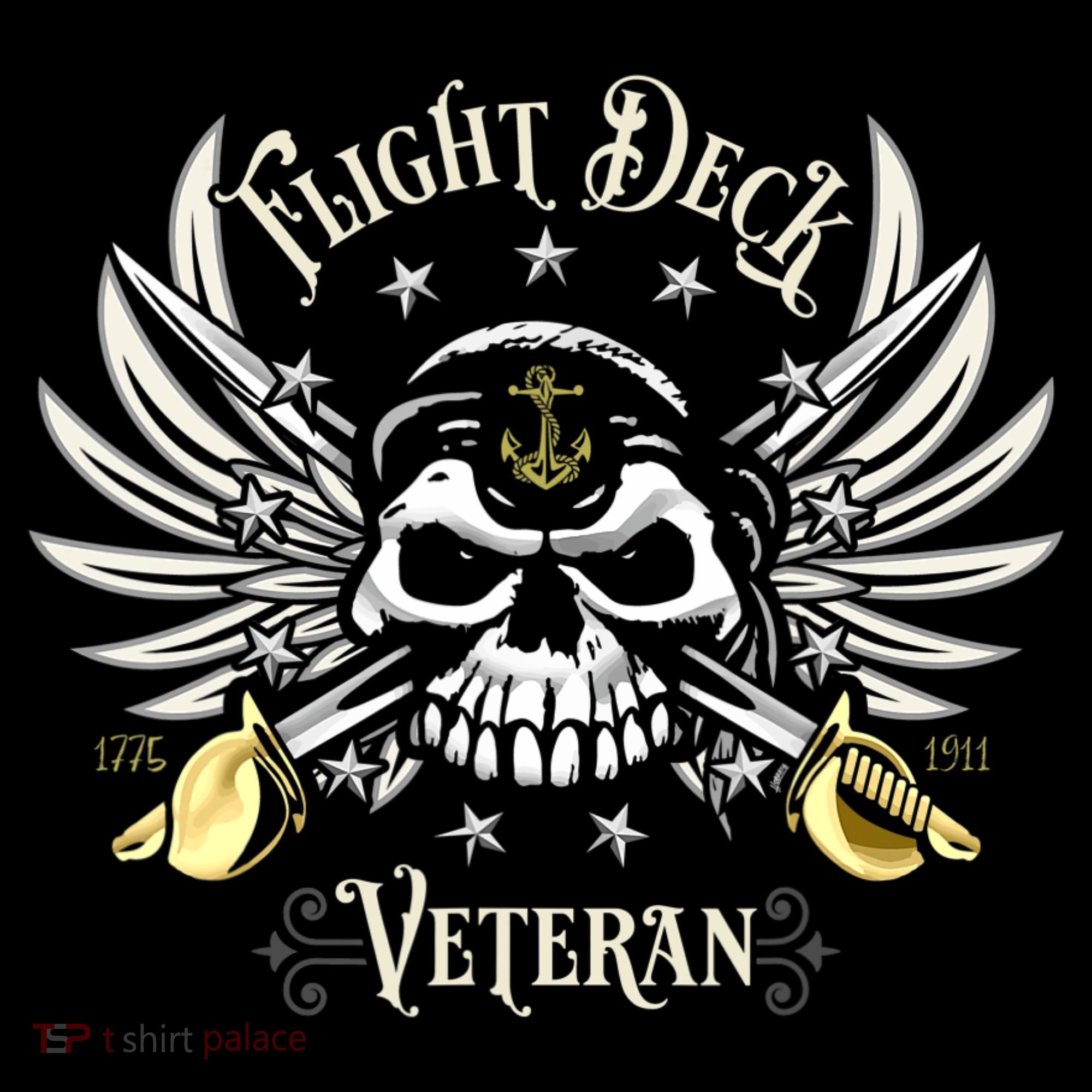 Retro Flight Deck Veteran Skull Naval Aviation Women's T-Shirt