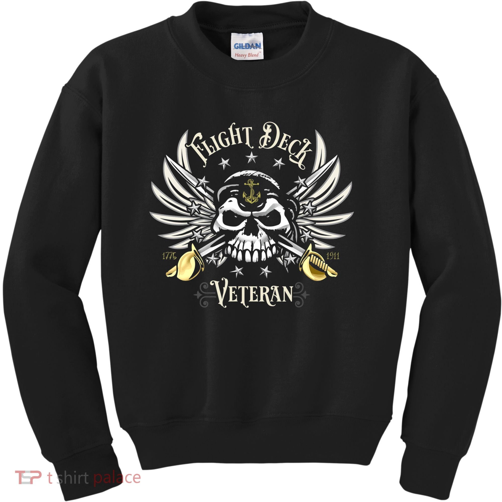 Retro Flight Deck Veteran Skull Naval Aviation Kids Sweatshirt