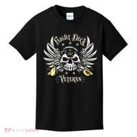 Retro Flight Deck Veteran Skull Naval Aviation Kids T-Shirt thumb 0