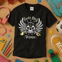 Retro Flight Deck Veteran Skull Naval Aviation Kids T-Shirt thumb 3