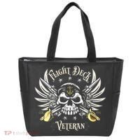 Retro Flight Deck Veteran Skull Naval Aviation Tote Bag thumb 0